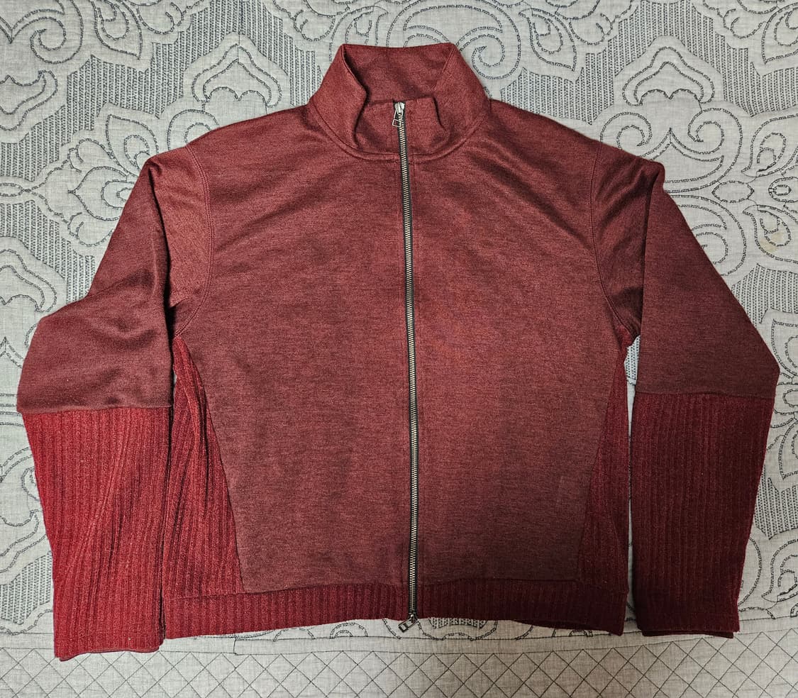 [4] 해칭룸 더블 슬리브 트랙 가디건 다크 레드 버건디 상품이미지2