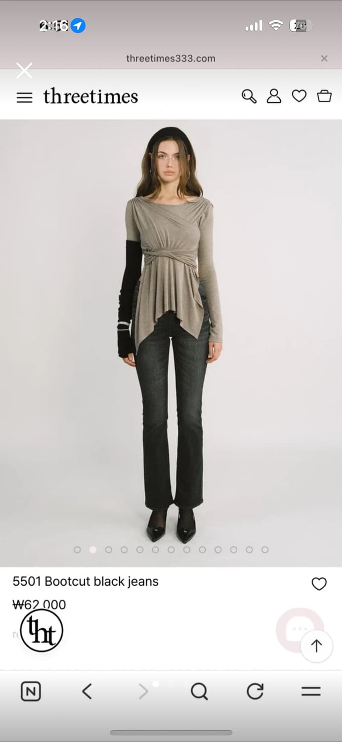 쓰리타임즈 5501 부츠컷 블랙진 상품이미지1