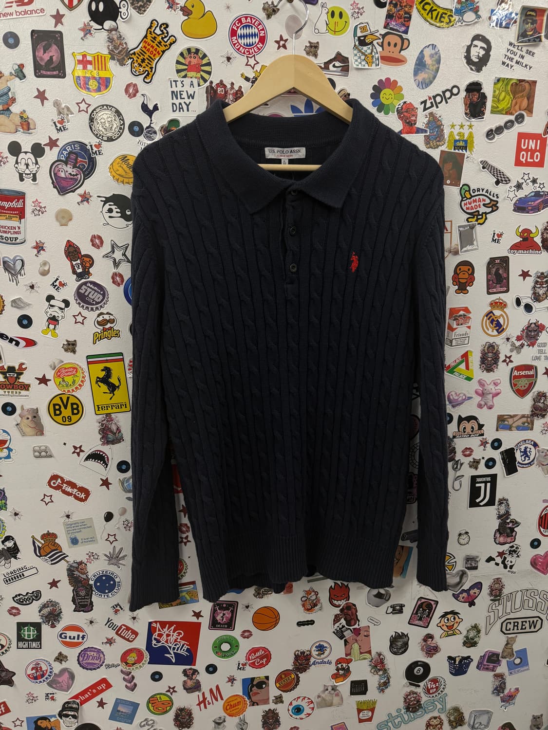 유에스폴로어센 자수 네이비 꽈베기 니트 XL 상품이미지2