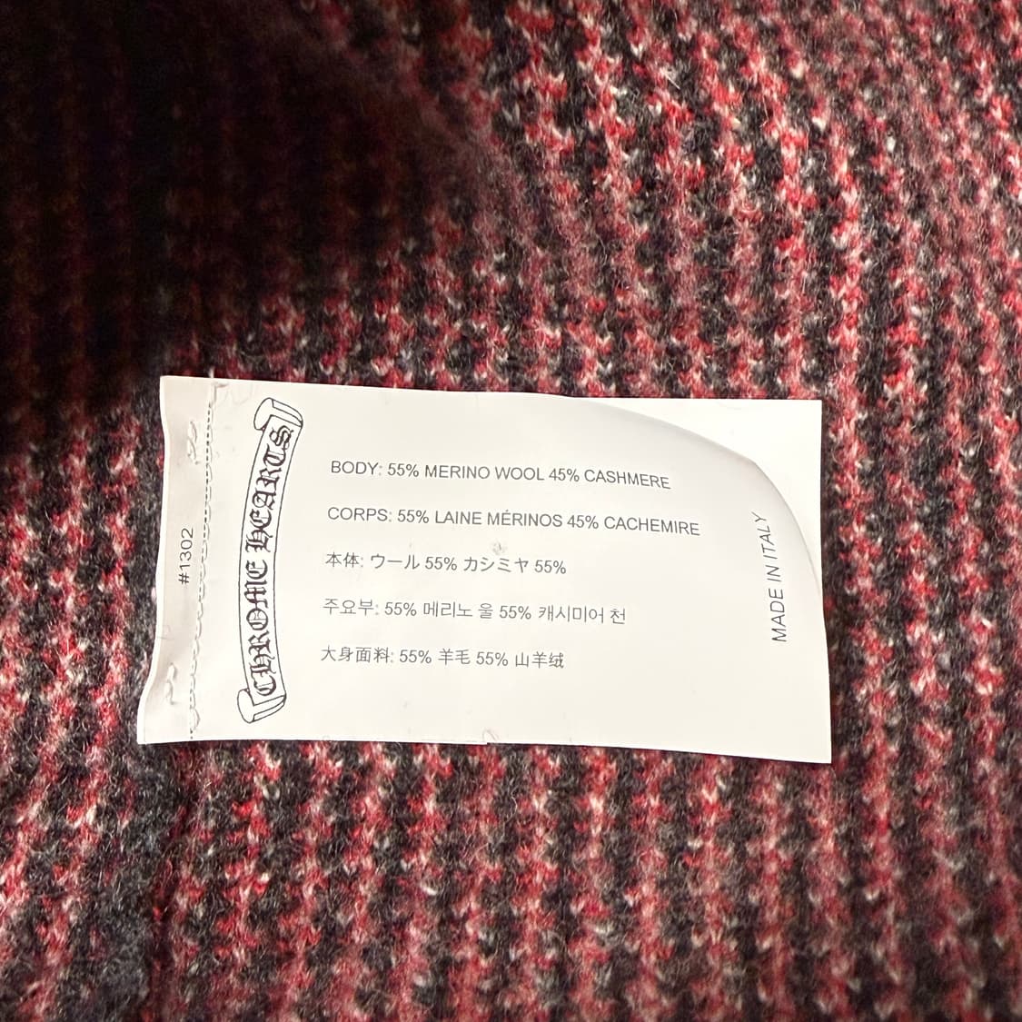 [XXL] 크롬하츠 CH 캐시미어 블랙&레드 크로스 플레이드 가디건 상품이미지8
