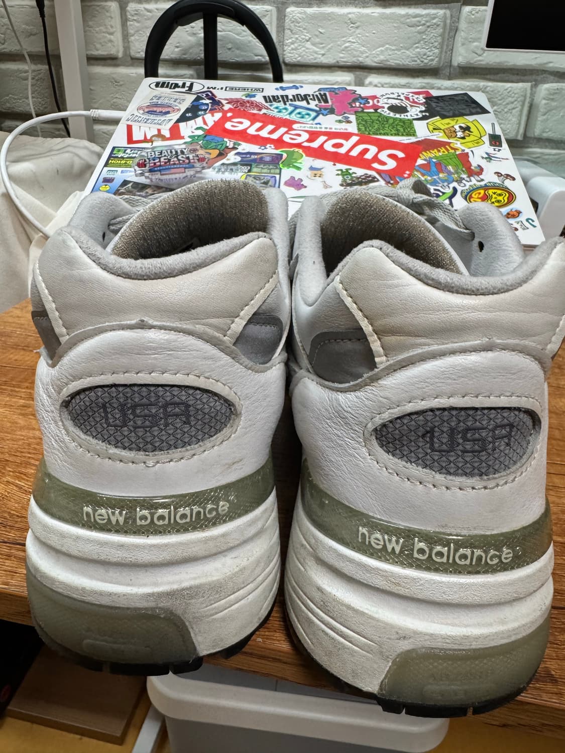 뉴발란스 992 화이트실버 가죽 상품이미지3