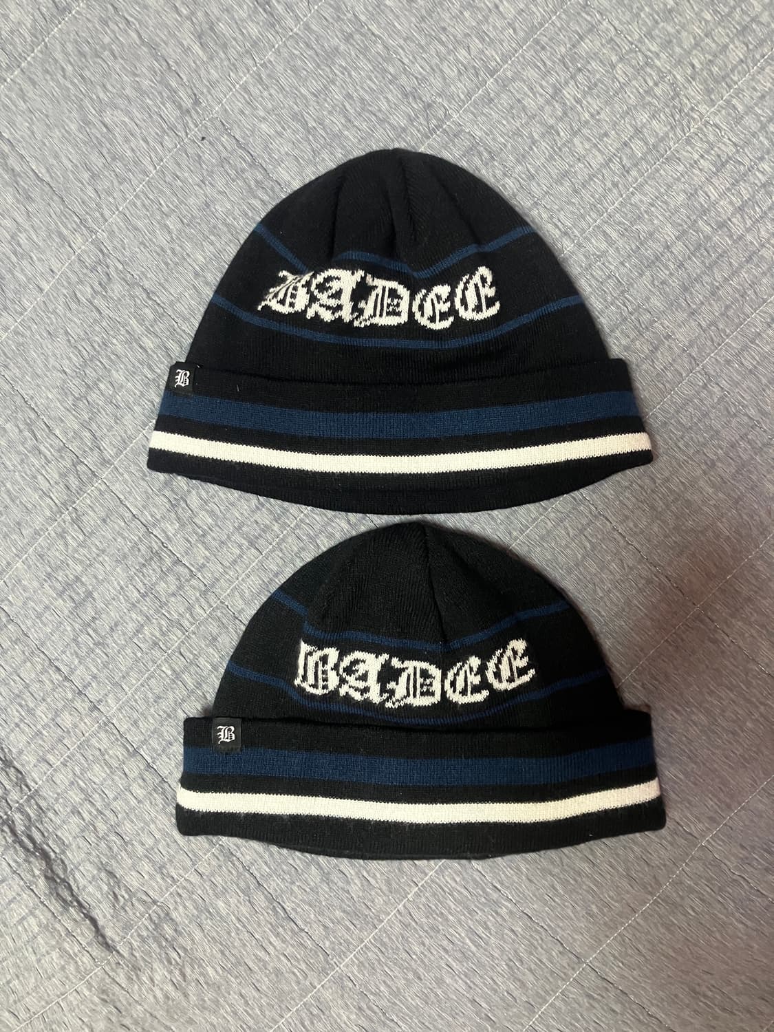 배디 BADEE 고딕 스트라이프 비니 블랙 블루 상품이미지2