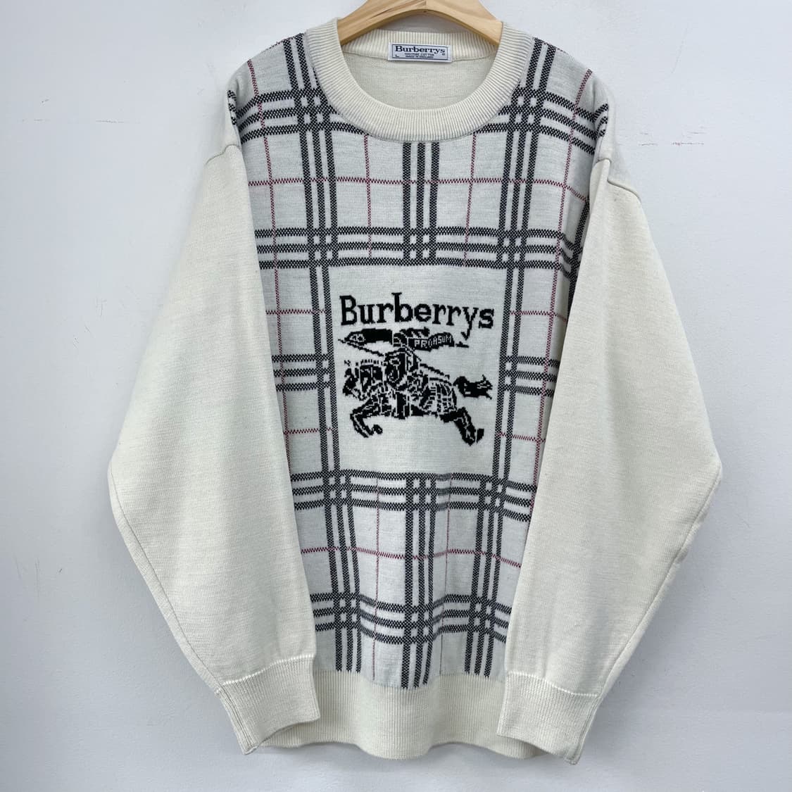 버버리 90s 아카이브 로고 노바 체크 코튼 니트  상품이미지2