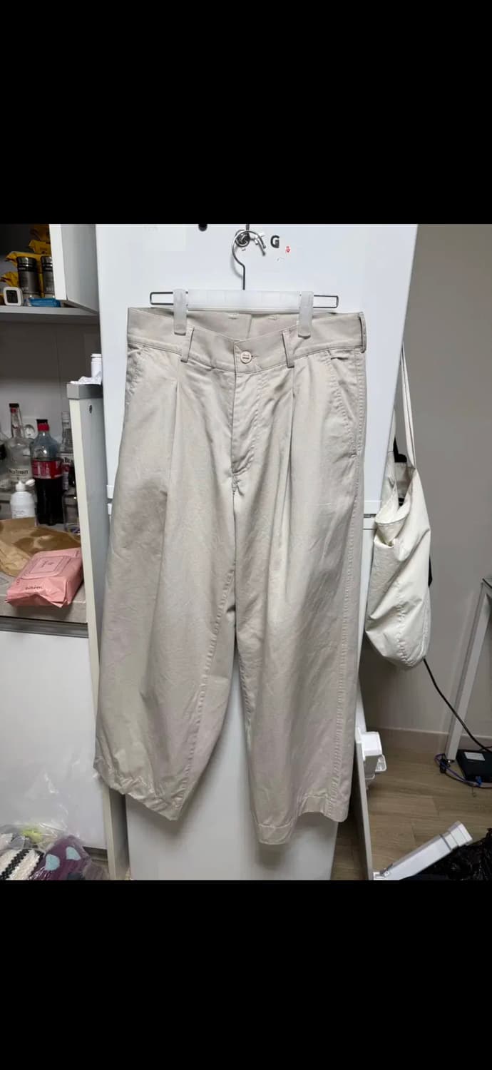 이얼즈어고 원턱 와이드 치노 원와치 아이보리 1사 s 상품이미지1