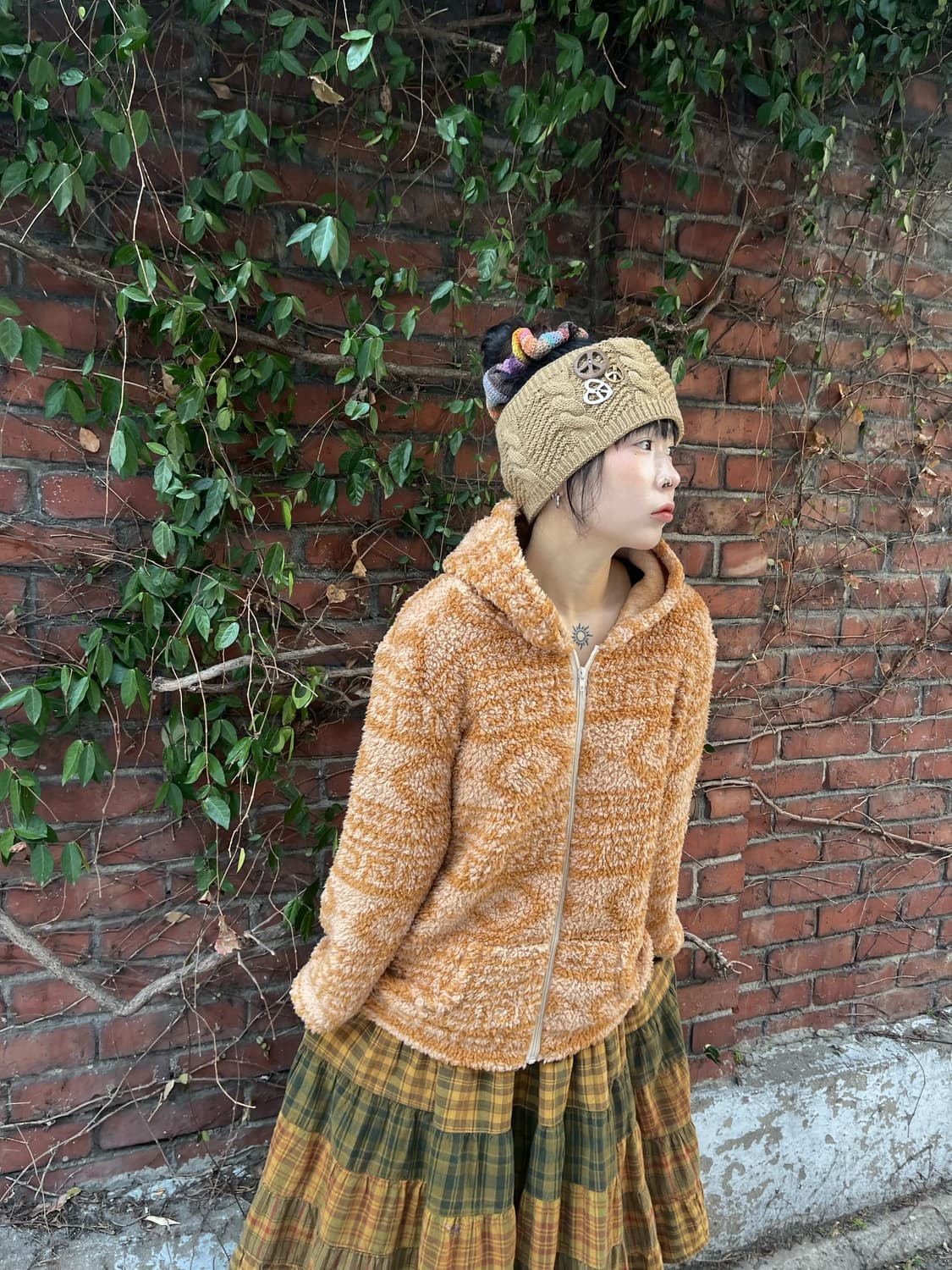 히피패턴 플리스 후드 집업 상품이미지2