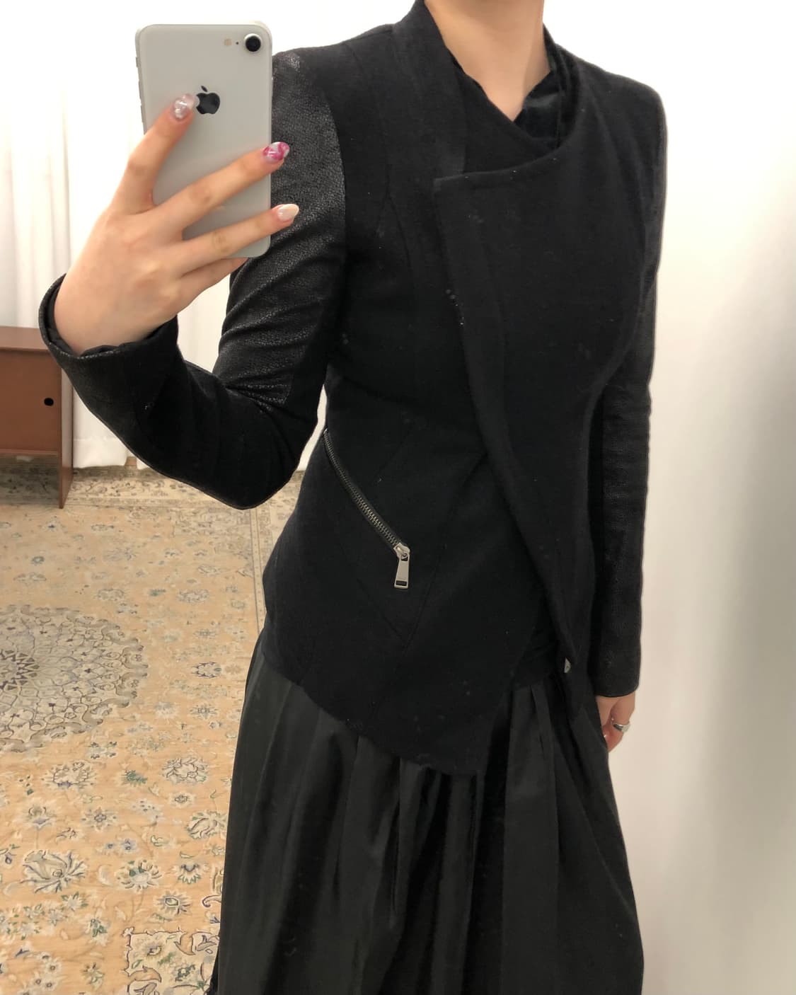 블랙 울 레더 자켓 상품이미지10