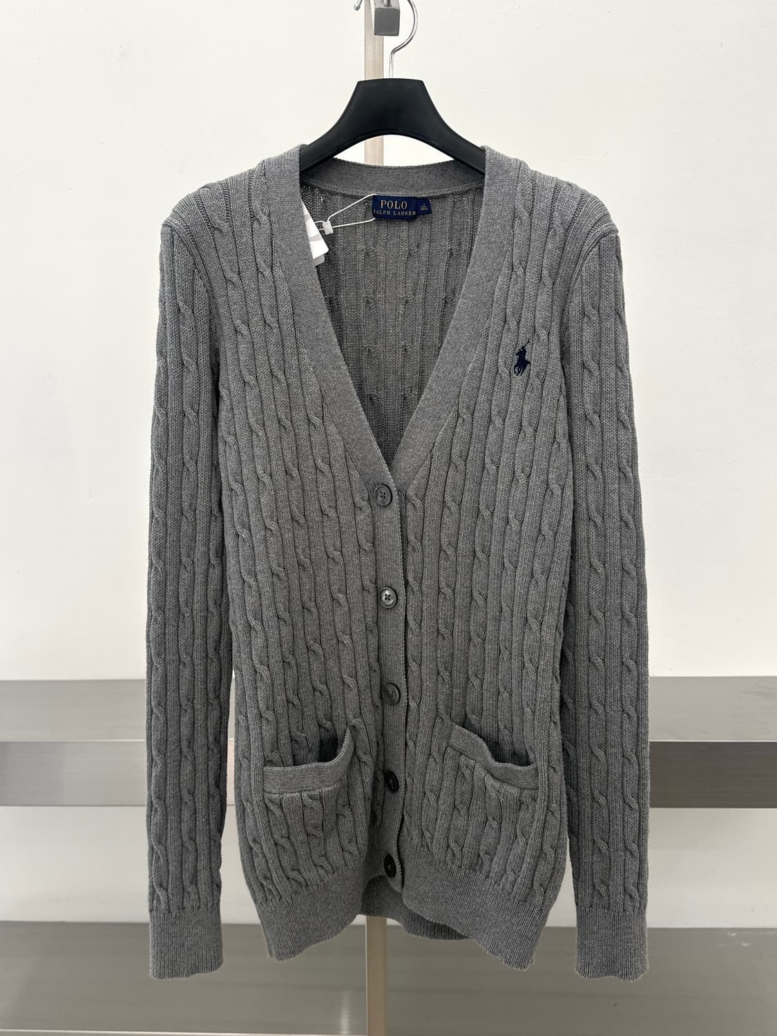 폴로 랄프로렌 그레이 V넥 케이블 니트 가디건   상품이미지3