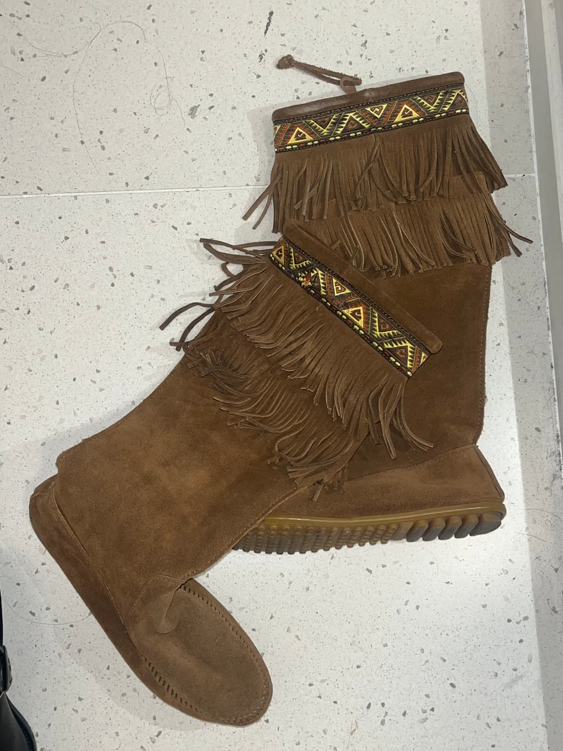 미네통카 프린지 웨스턴 자수 롱 부츠 상품이미지4