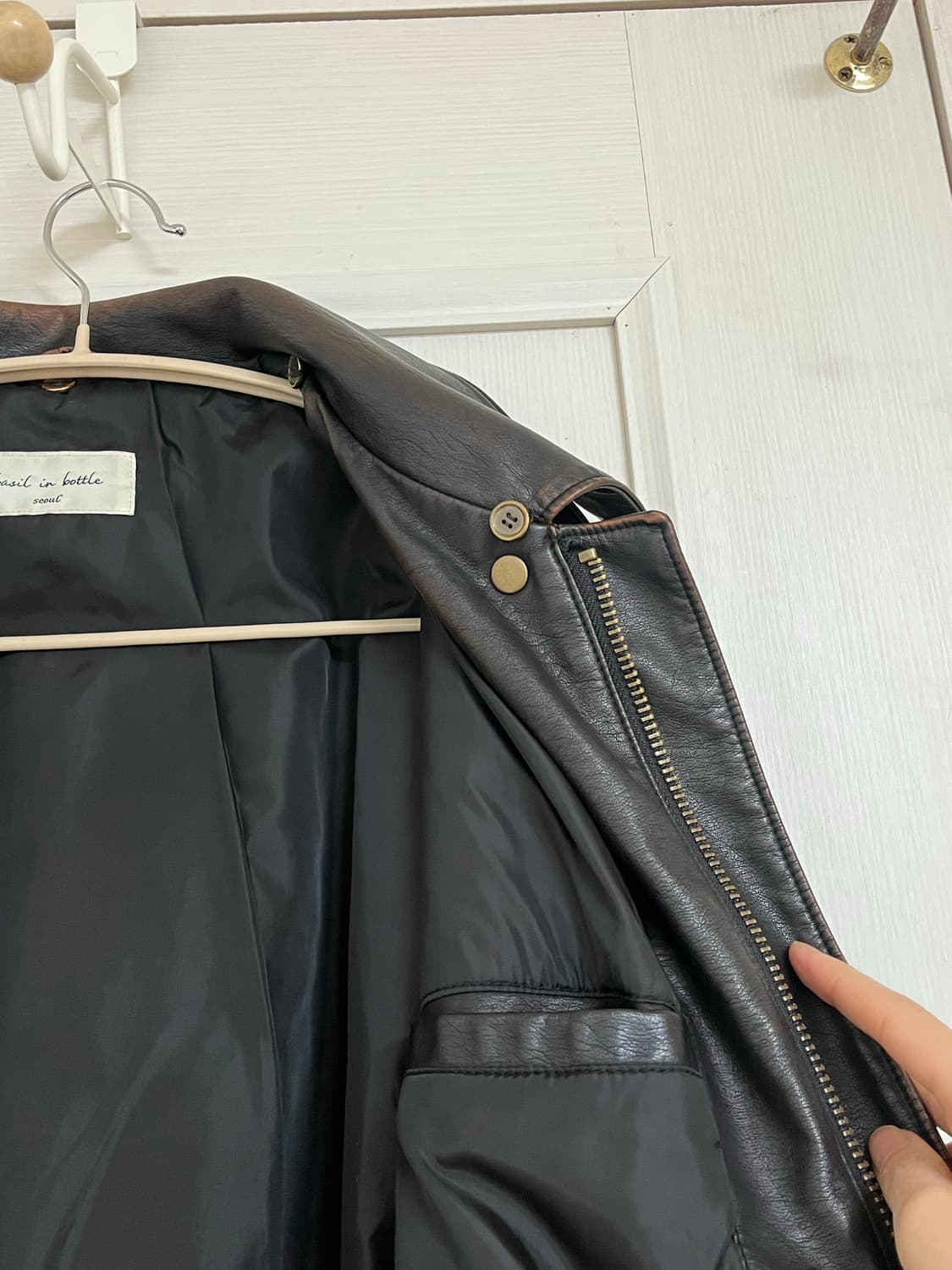 바질인보틀 레더 블루종 자켓(카라 탈부착) 상품이미지9