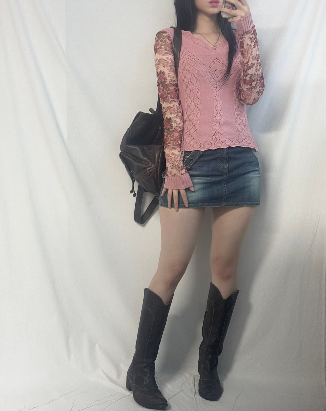 플라워 패턴 셔링 롱 슬리브 블라우스 상품이미지3