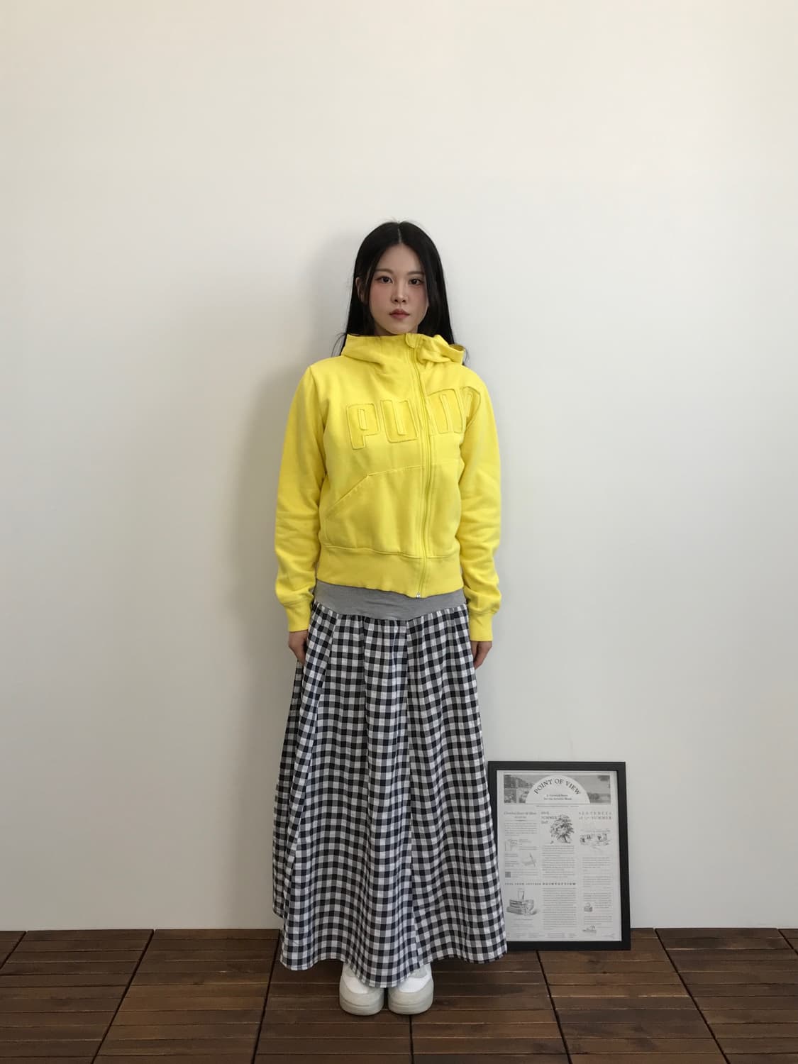 Puma Yellow Spellout Logo Zip Up Hoodie 상품이미지2