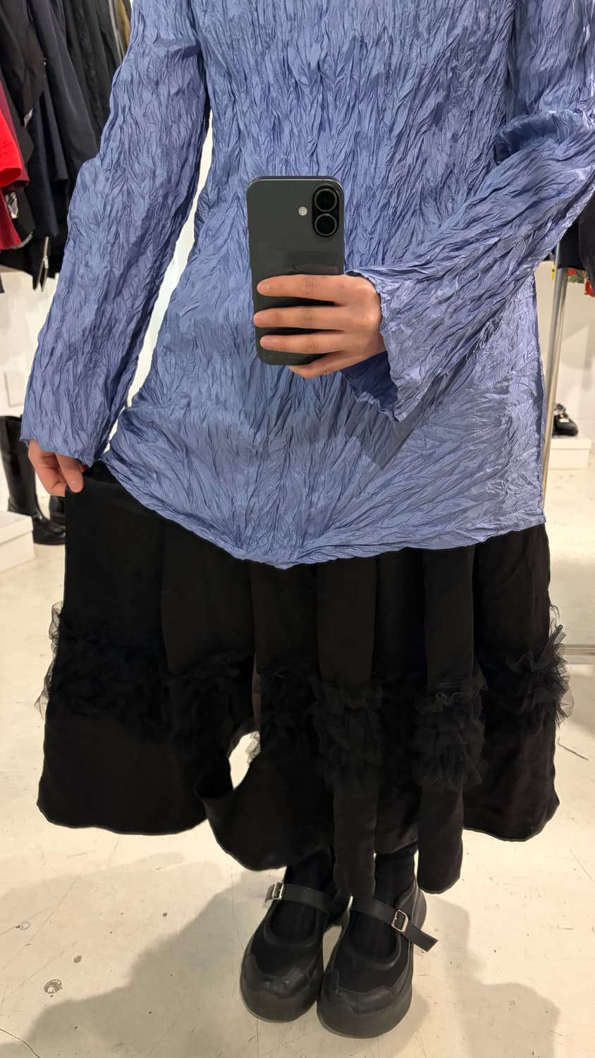 Satin Tulle Frill Detail Skirt 상품이미지4