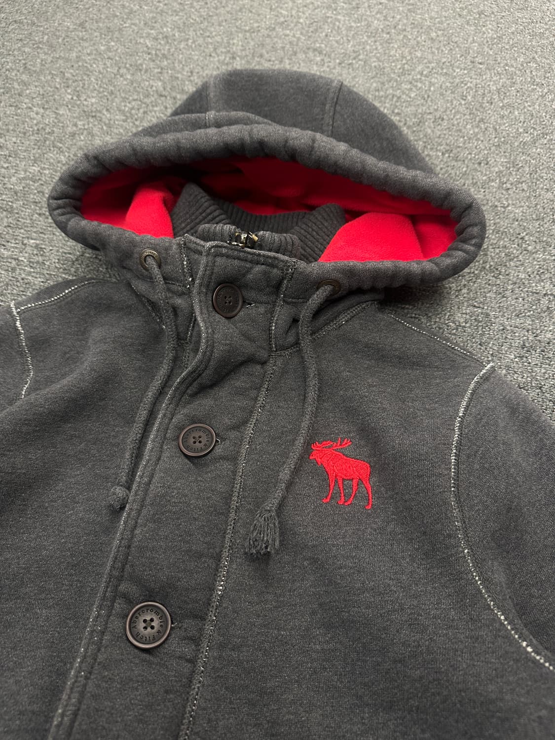 M) 아베크롬비 무스 로고 버튼 후드집업 상품이미지5