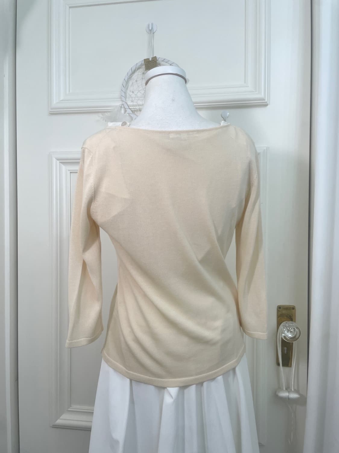 coral ivory shirring bow point cardigan 상품이미지5