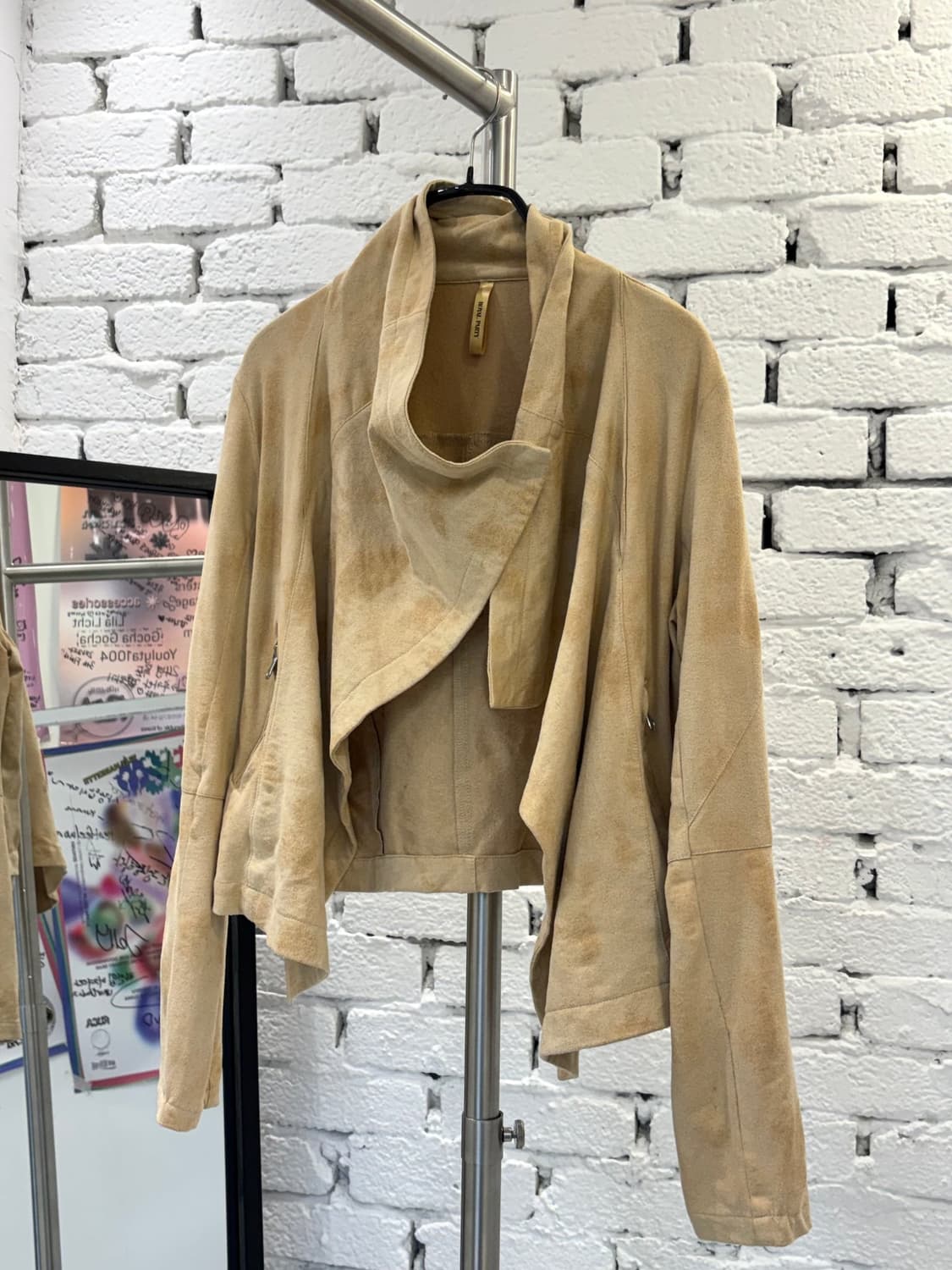 Suede Drape Unbalance Rider Jacket 상품이미지4