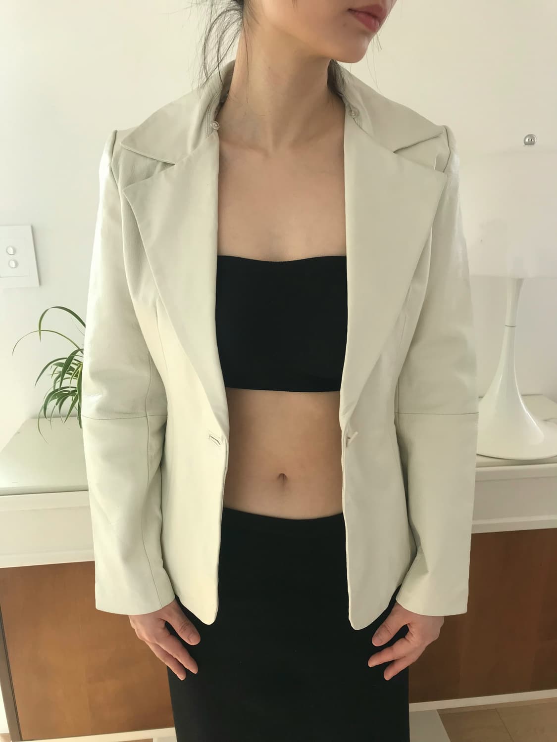 vintage ivory leather jacket 상품이미지5