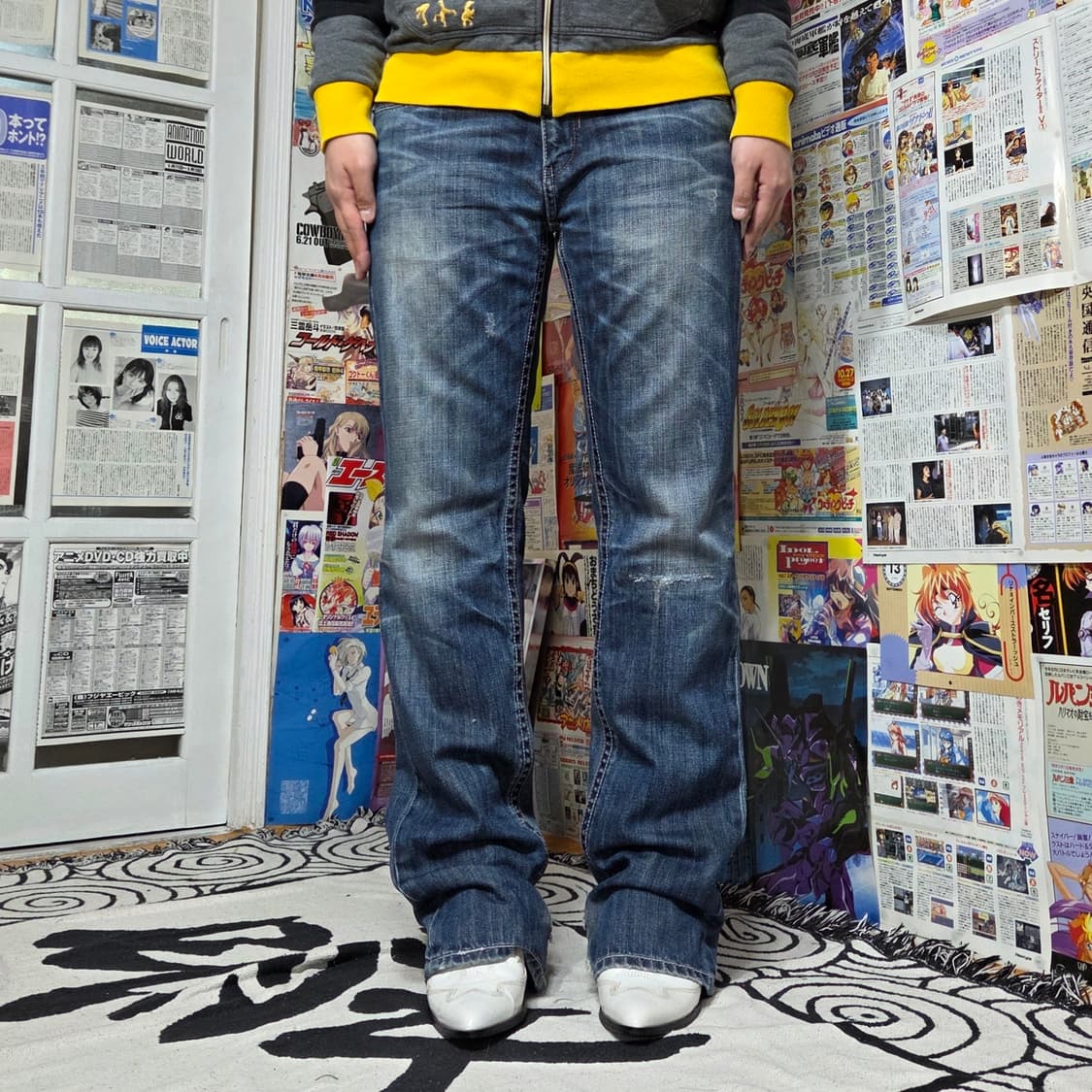 에스크 백 포켓 자수 워싱 데님 팬츠 상품이미지1