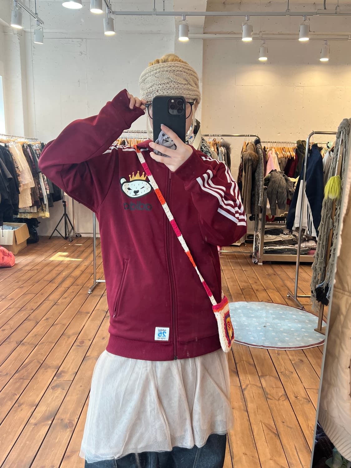 아디다스 버건디 베어 로고 후드 져지 상품이미지1