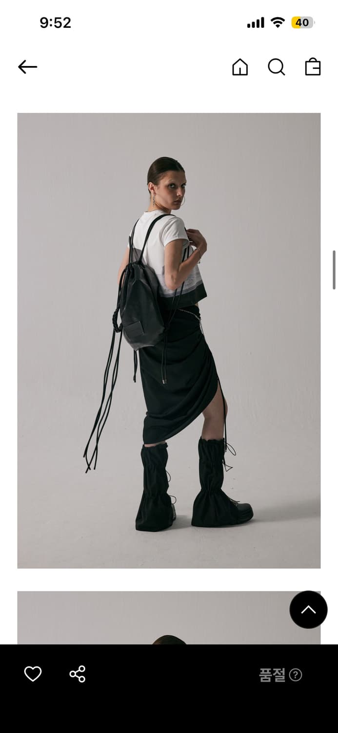 트리밍버드 레더 스트링 백팩 블랙 상품이미지2