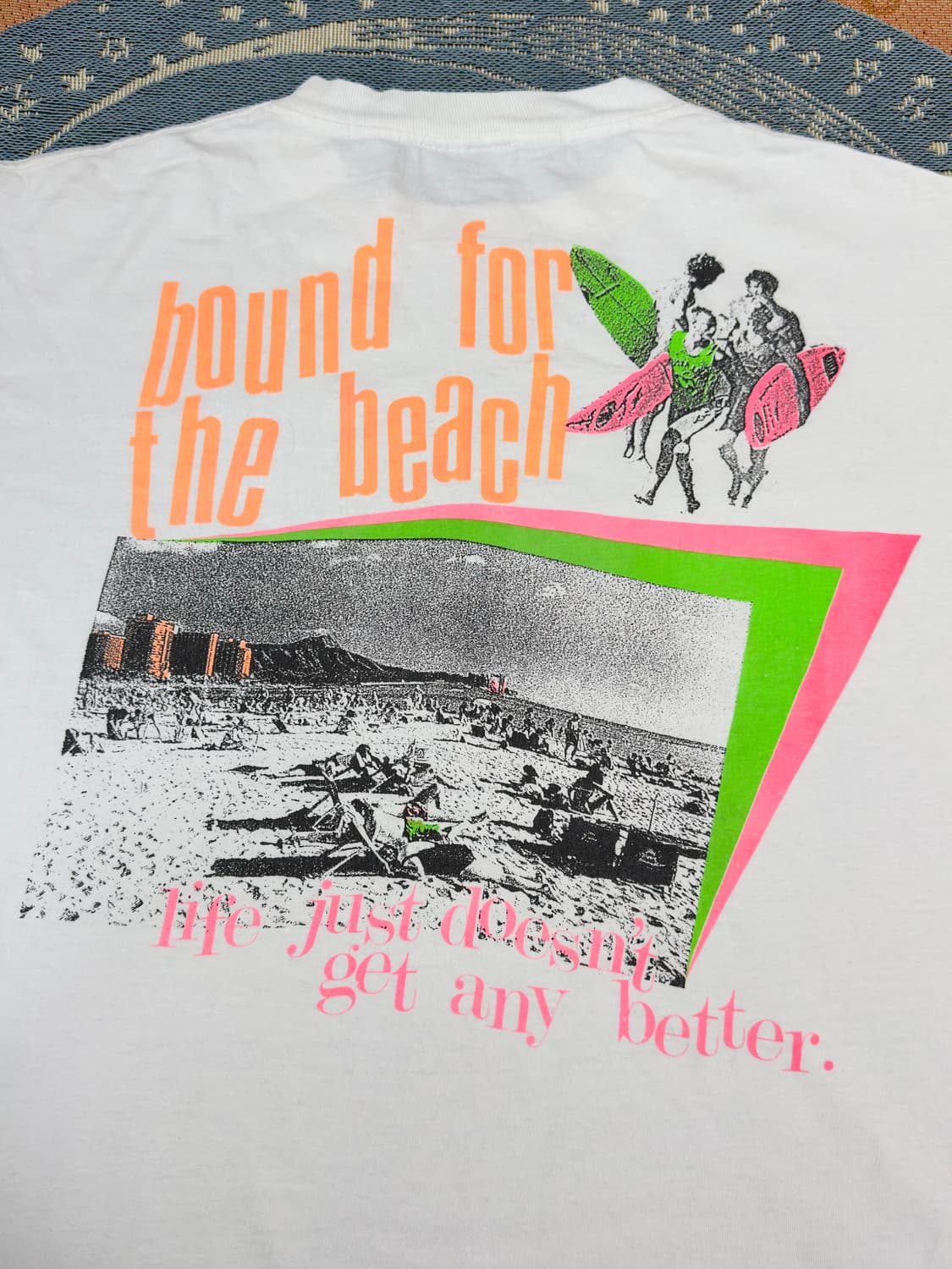 90's SURF GEAR 싱글 스티치 형광 그래픽 서프 티셔츠 상품이미지2