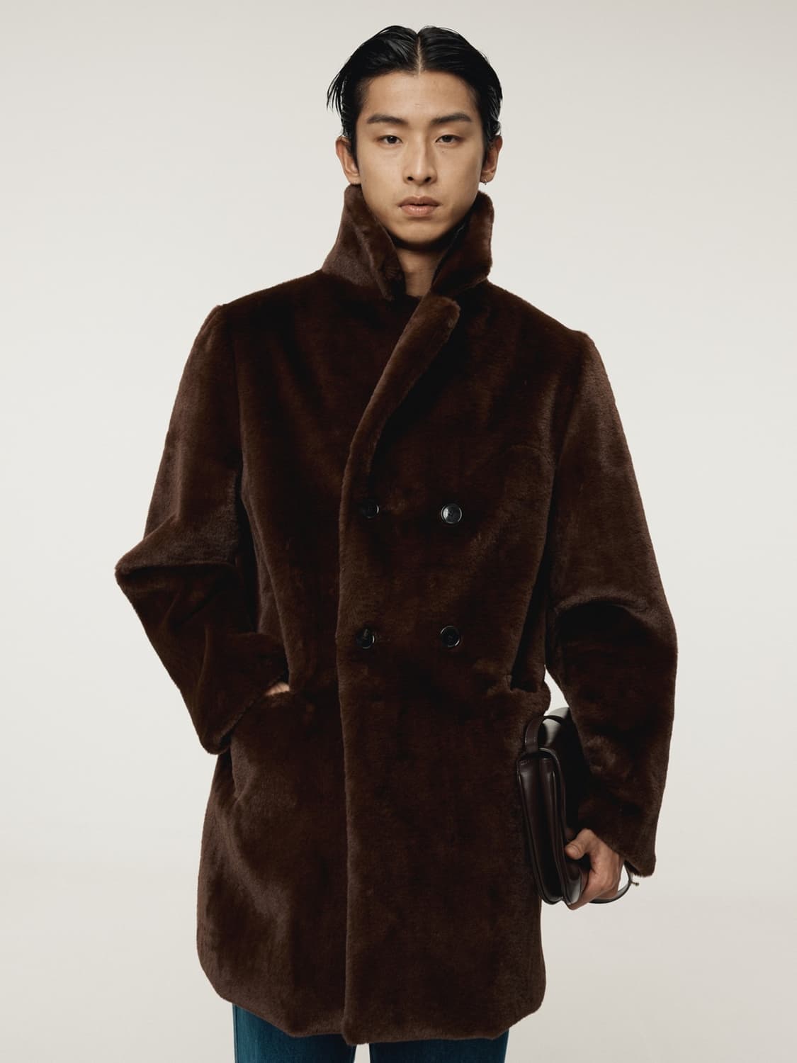 렉토 25FW 그랜마 폭스 퍼 더블 코트 빈티지 브라운 상품이미지1