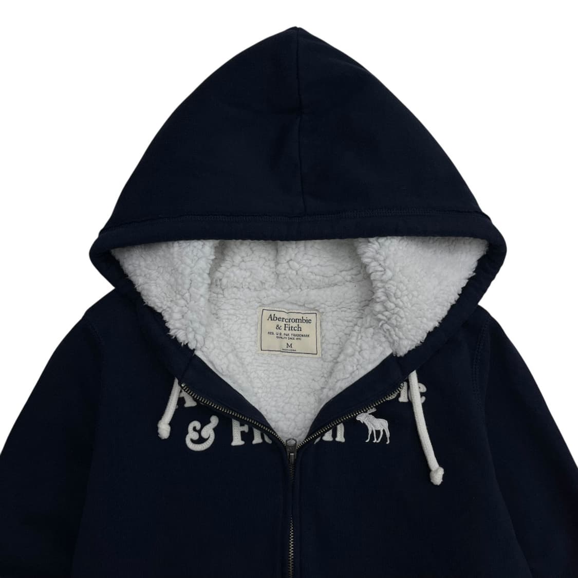 아베크롬비 센터로고 네이비 양털 후드집업 M 상품이미지5