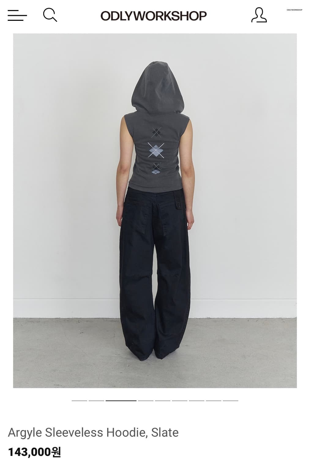 Argyle Sleeveless Hoodie, Slate M 상품이미지2