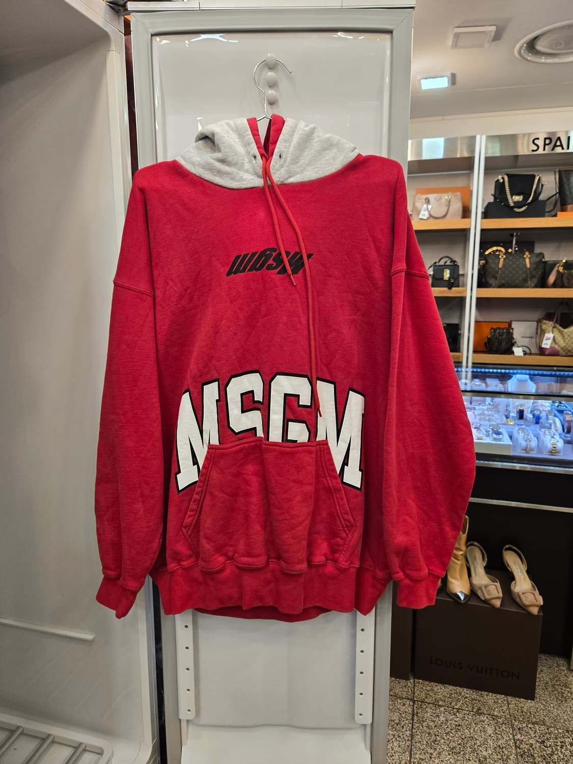 MSGM 로고 프린트 레드 후드티 상품이미지1