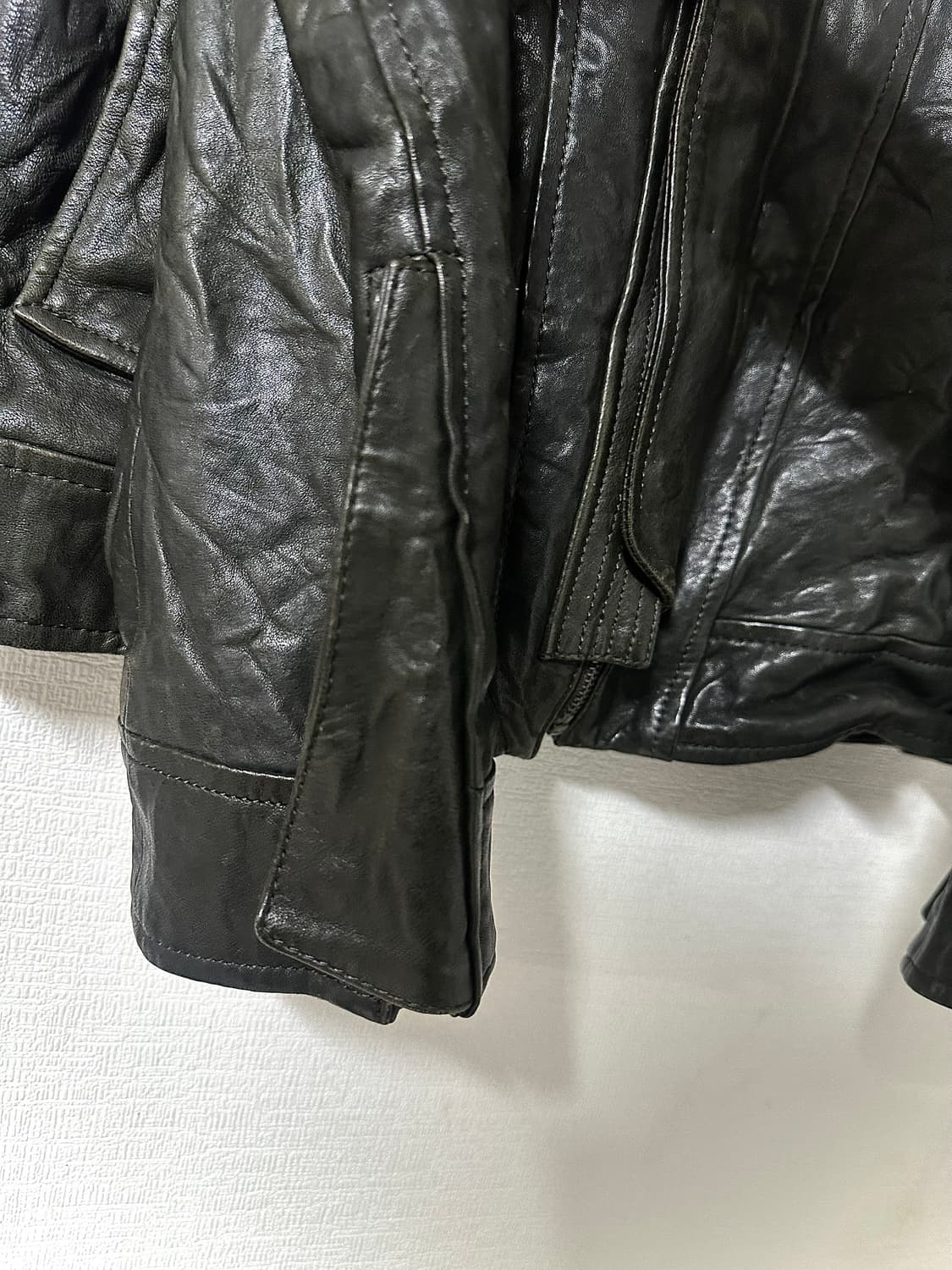 램스킨 넥가드플랩 하이넥 바이커 레더자켓 상품이미지5