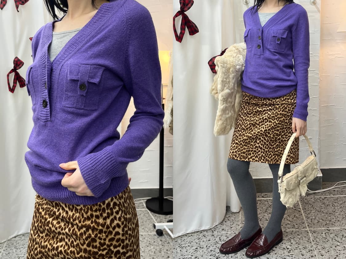 Pocket purple v-neck knit 상품이미지1