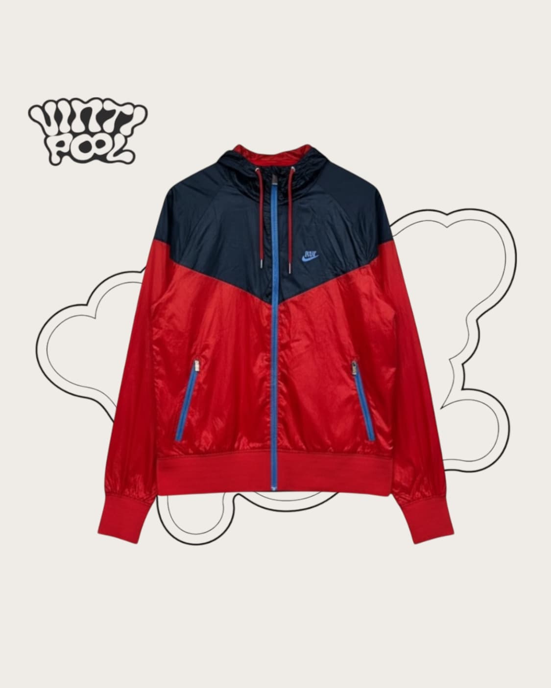 나이키 윈드러너 바람막이 후드집업 자켓 M-L 레드/네이비 상품이미지1