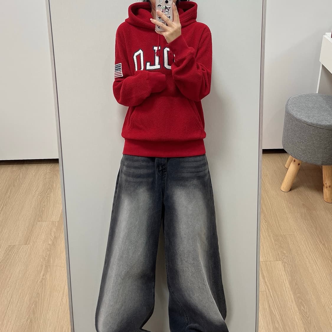 폴로 랄프로렌 USA 성조기 플리스 레드 후드티 상품이미지1