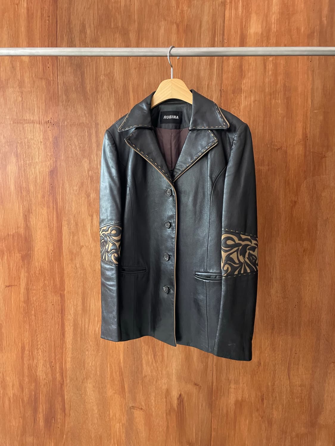Black escada single eather jacket  상품이미지3