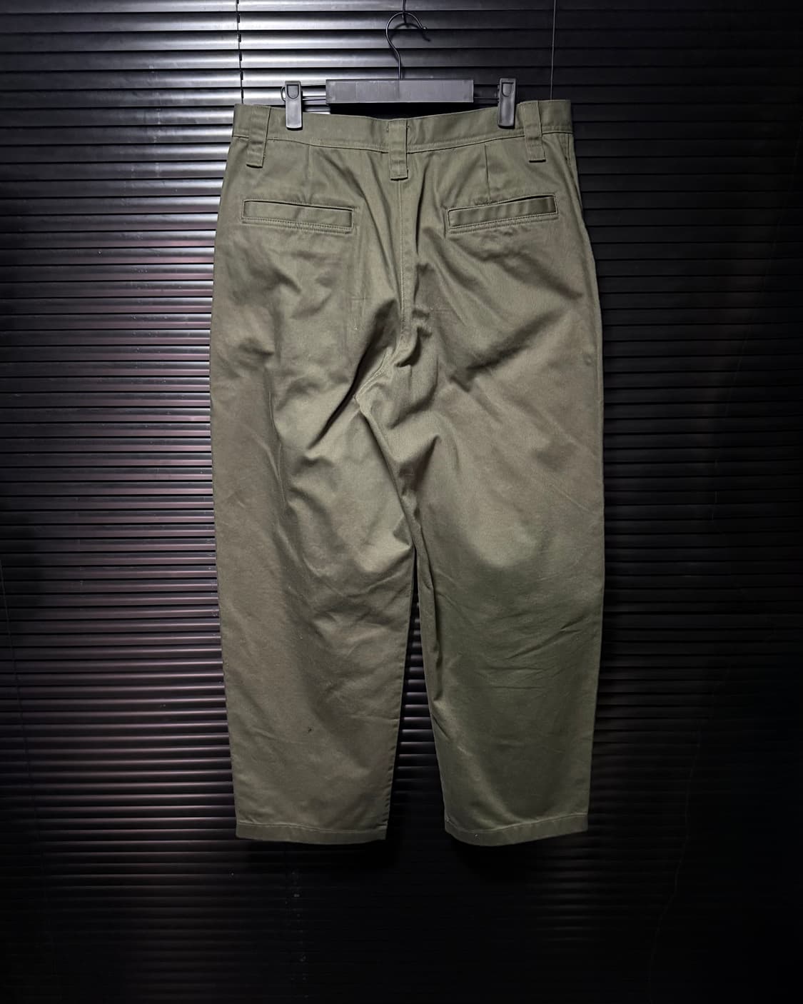 유니클로 저지 배럴 레그 와이드 치노 팬츠 33 34 카키 밀리터리 워크 상품이미지4