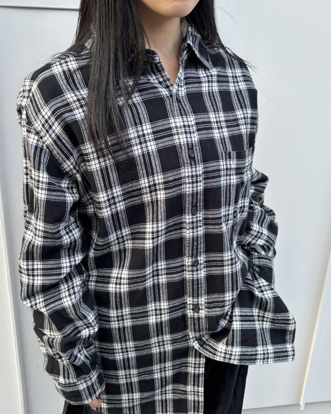 일본빈티지 유니클로 오버핏 체크 셔츠 상품이미지1