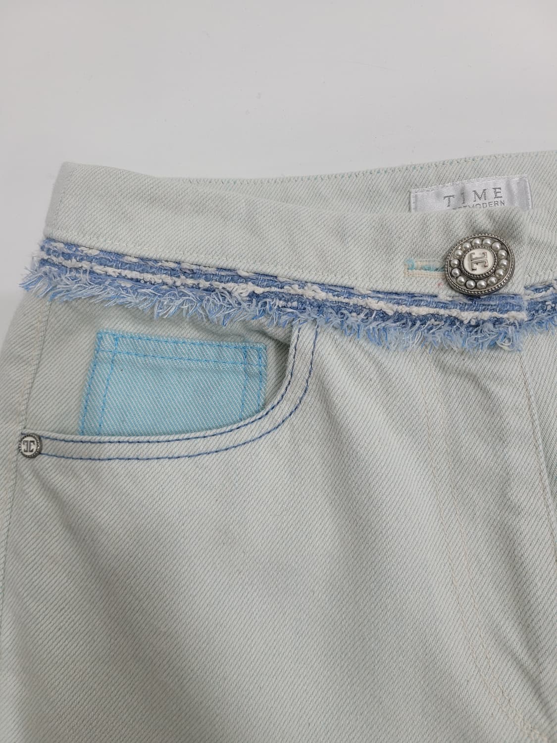 TIME 21SS 한섬 타임 와이드핏 데님 청바지 / 여 64 민트 연청 상품이미지5