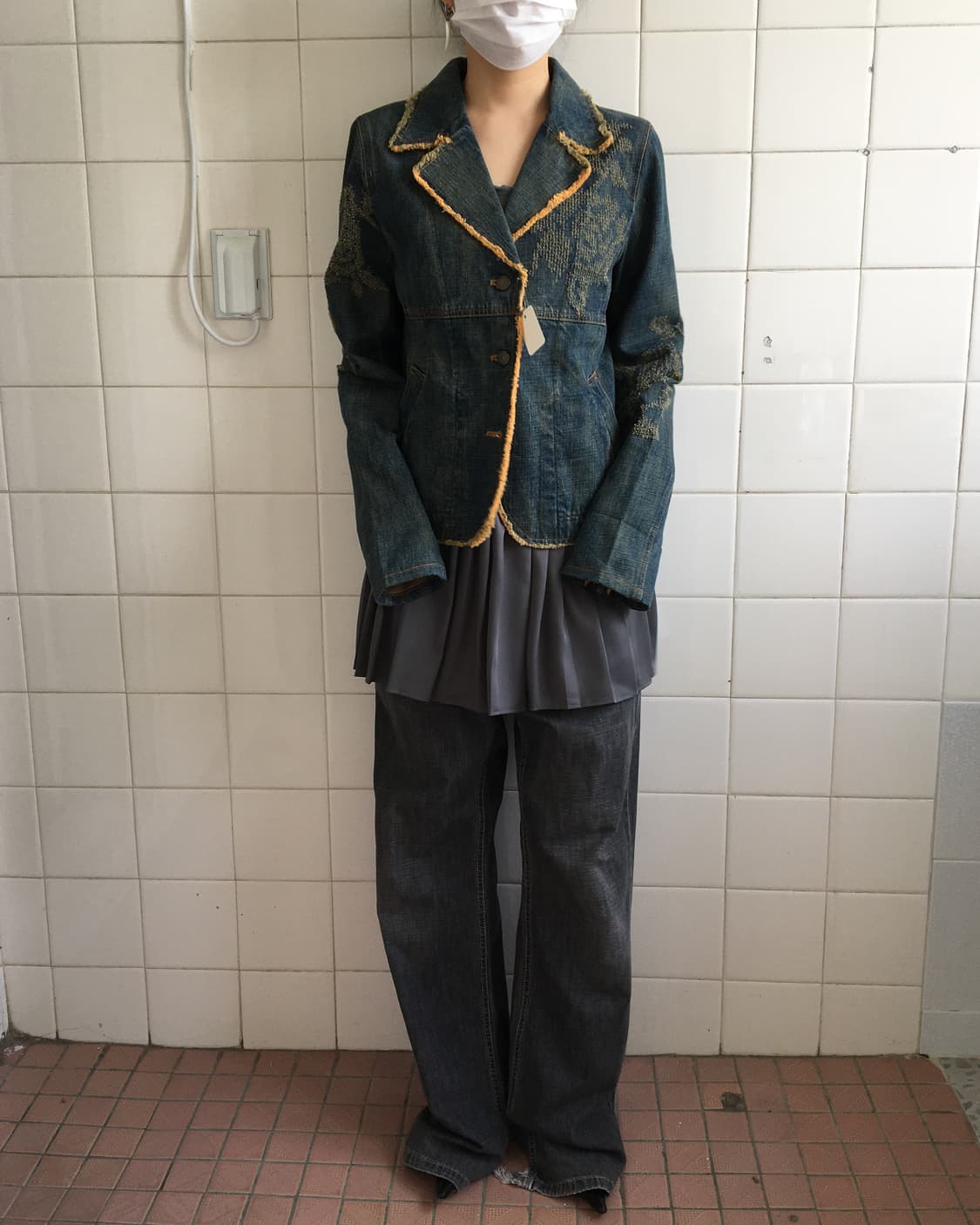 Flower point denim washing jacket 상품이미지7