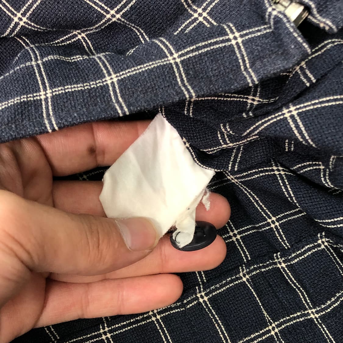 XL 입생로랑 체크 린넨 시스루 블루종 자켓 상품이미지7