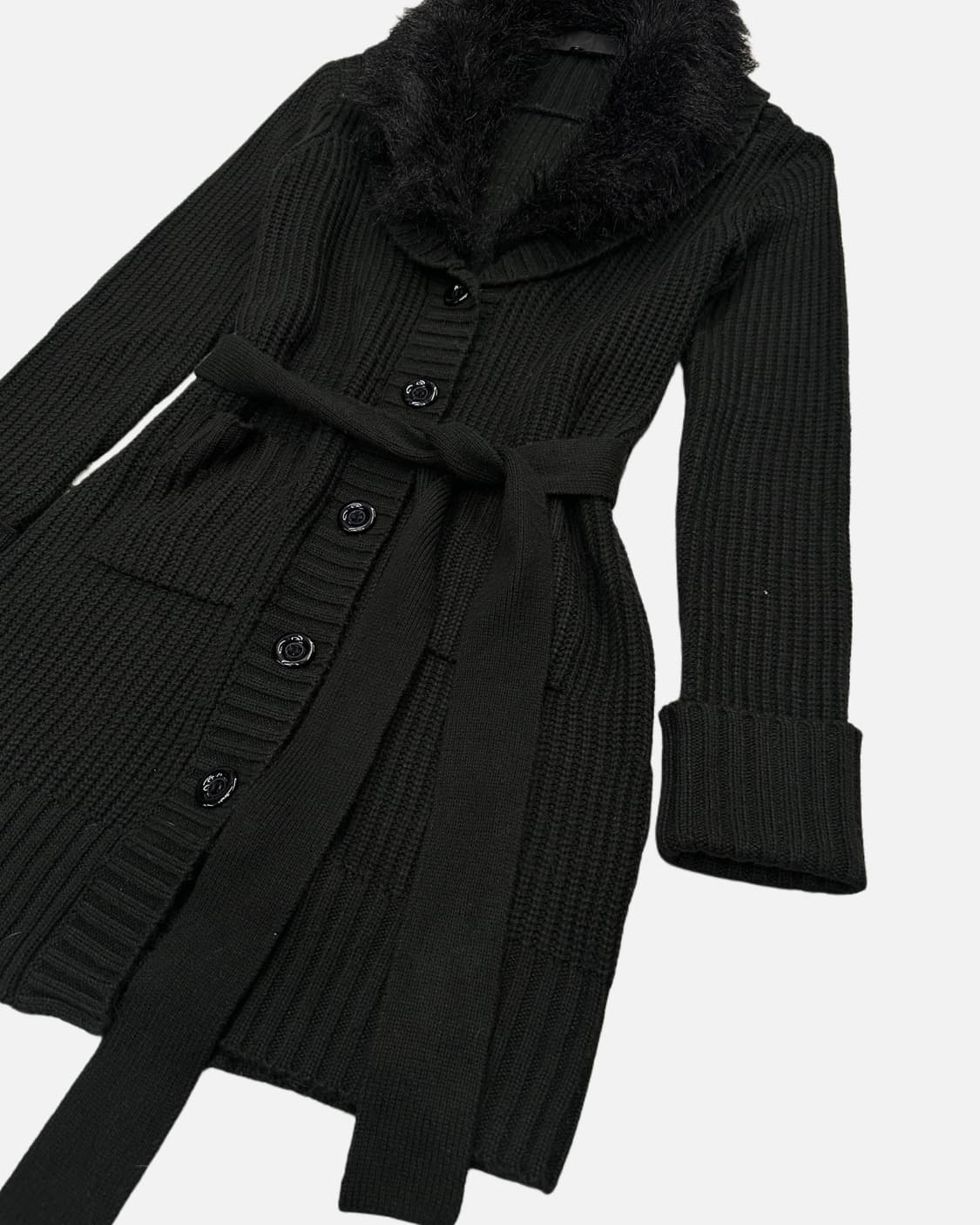black fur belted knit coat 상품이미지3