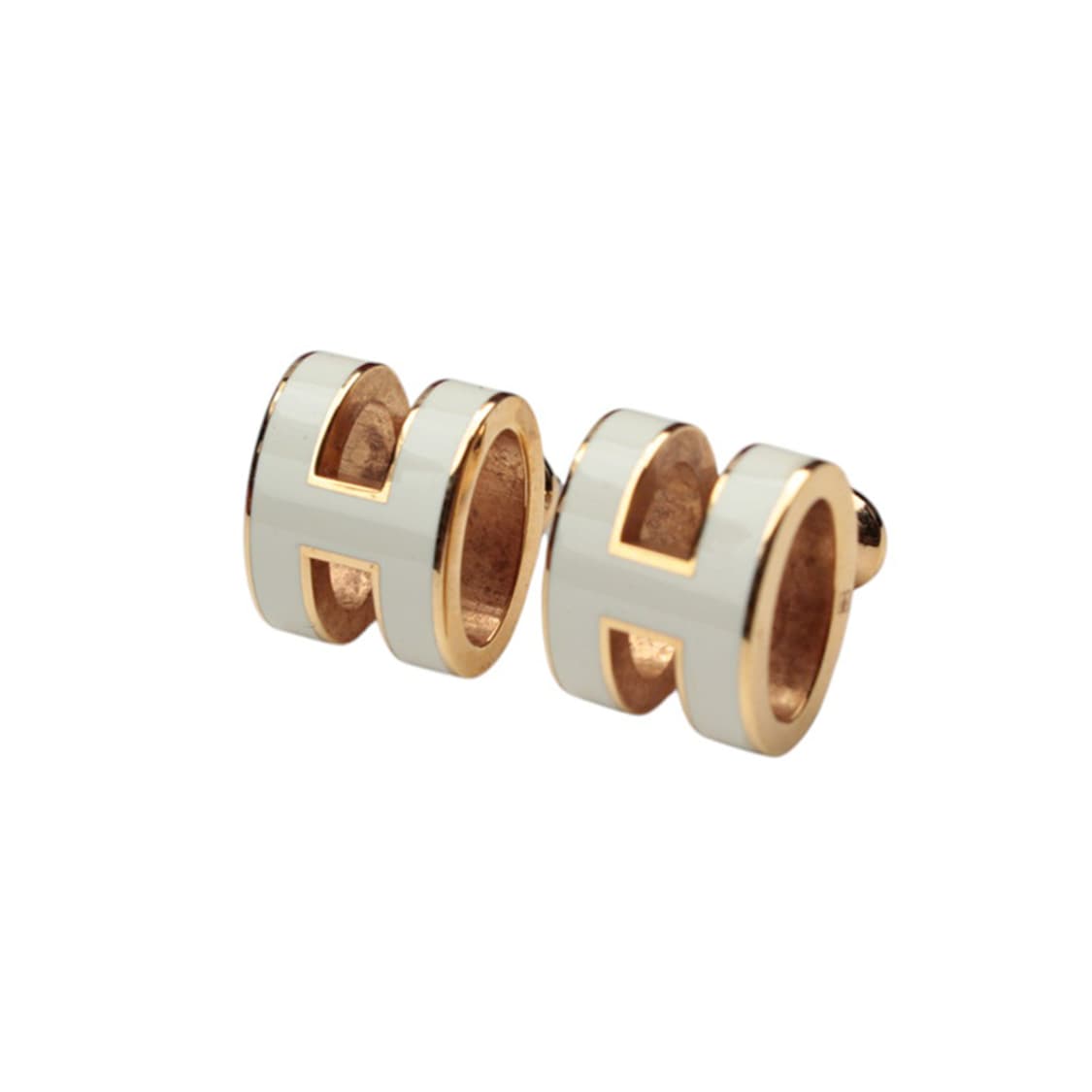 에르메스 금장 화이트 H 팝아슈 이어링 상품이미지2