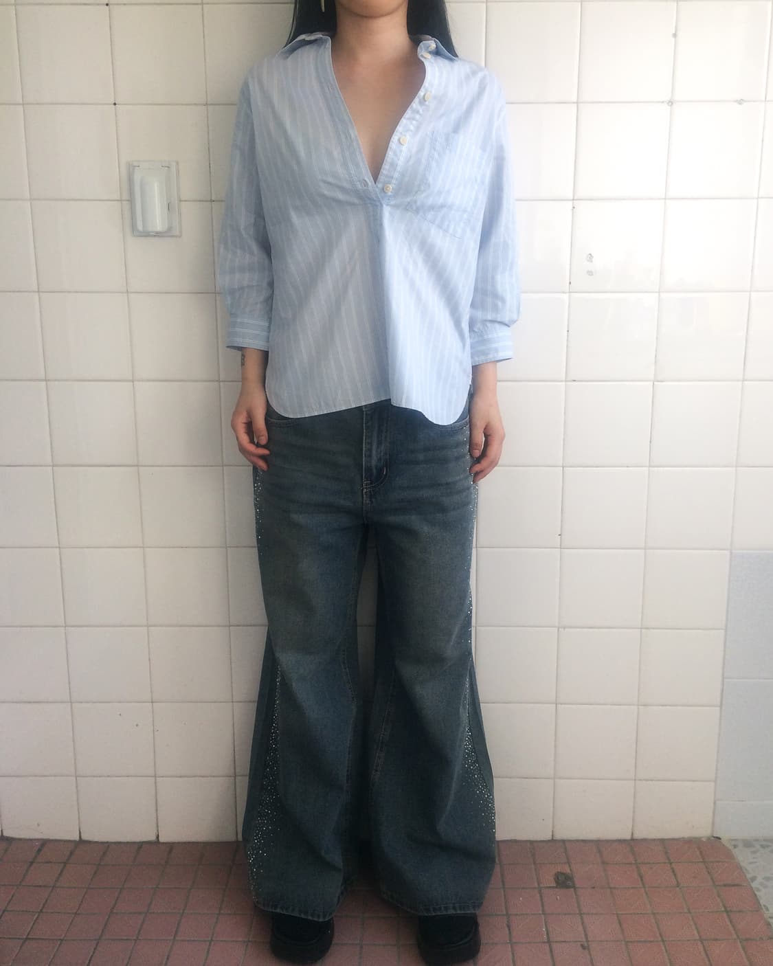 Mhl stripe pattern shirt top 상품이미지4
