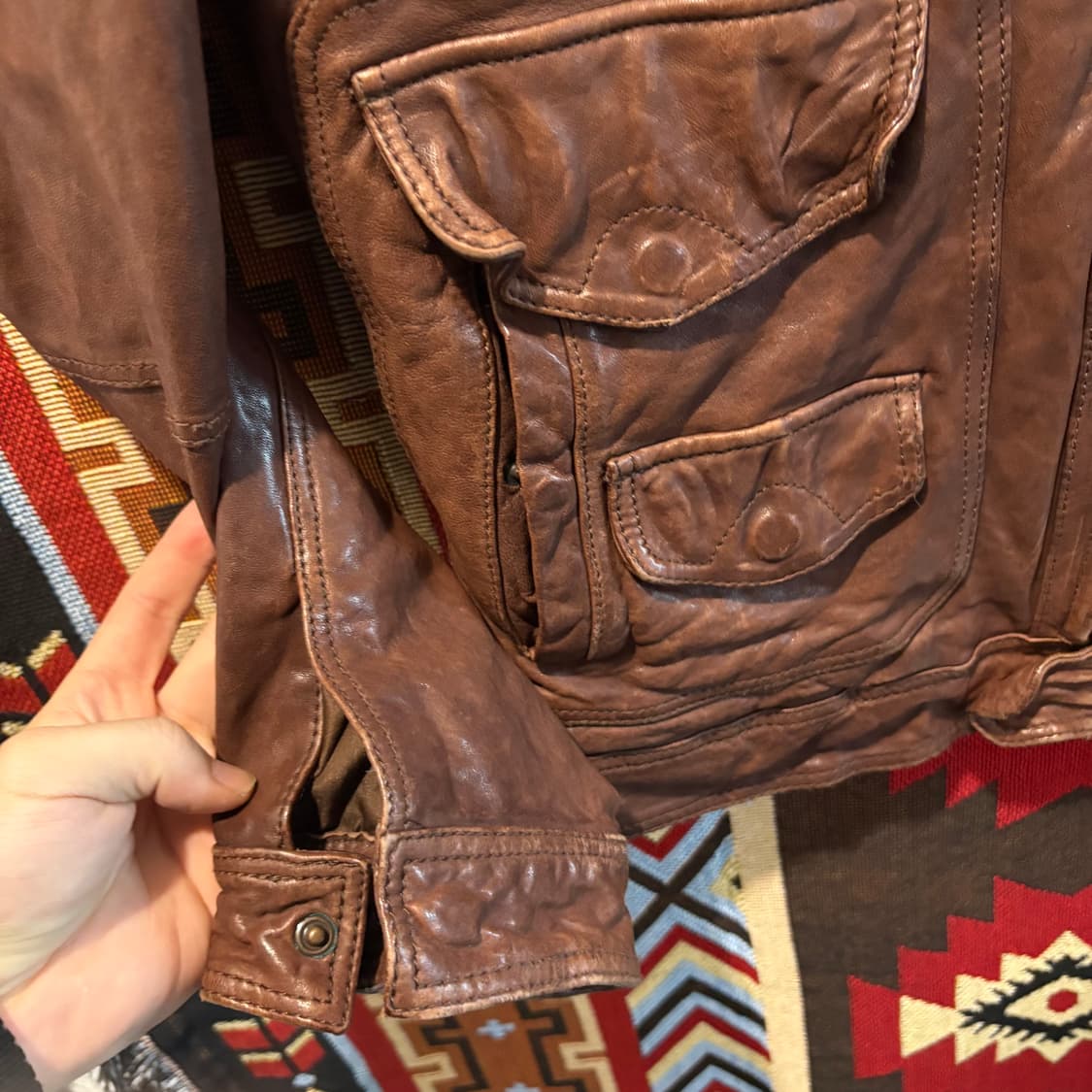 빈티지 양가죽 포켓 레더자켓 상품이미지4