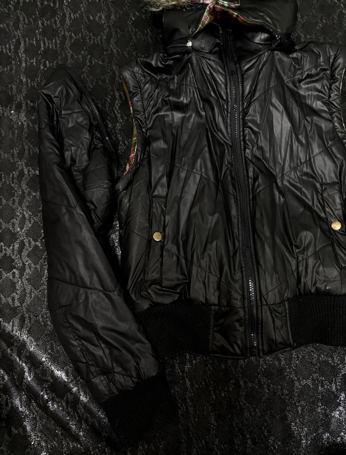 "Vintage" 와투케 키치 무드 분리가능 퍼 패딩 상품이미지2