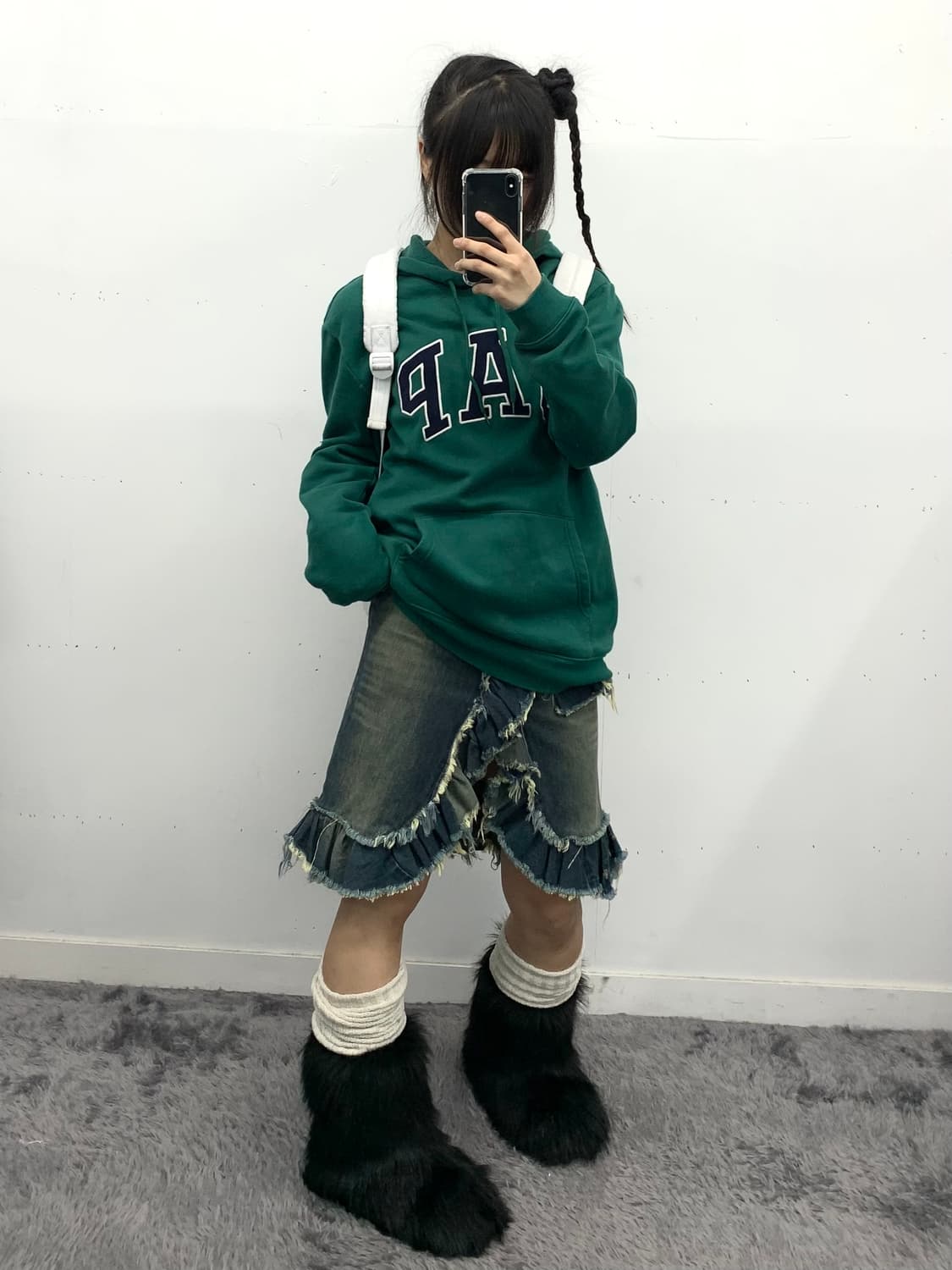 러플 디테일 워싱 미디 스커트 상품이미지2