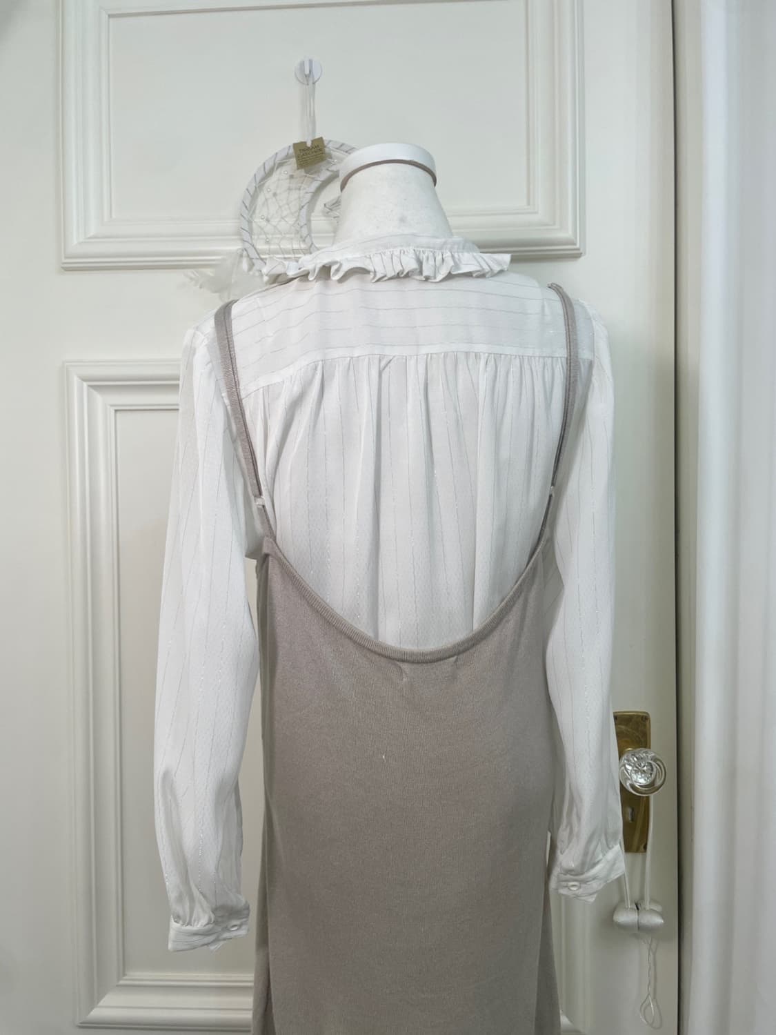 white silver glitter shirring point blou 상품이미지4