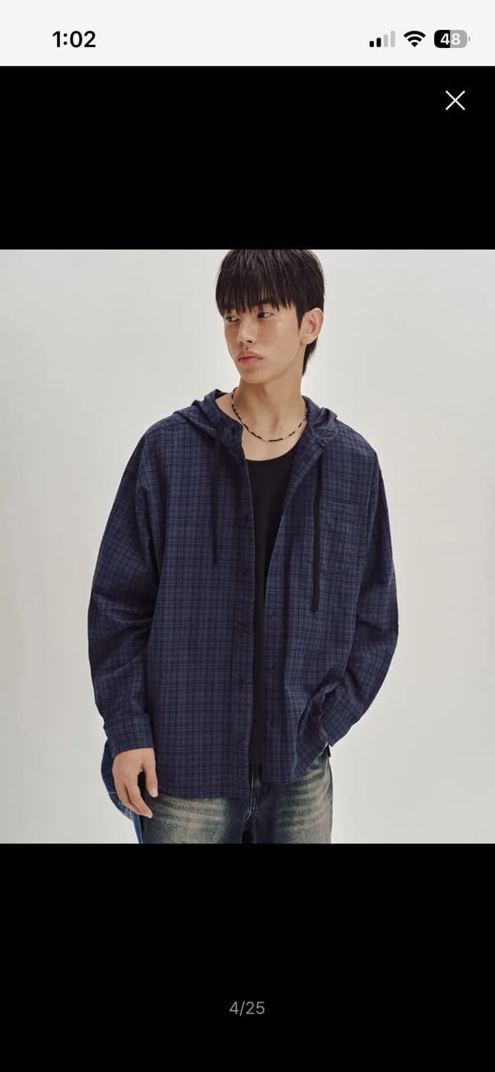 세컨모놀로그 체크 후드셔츠 상품이미지1