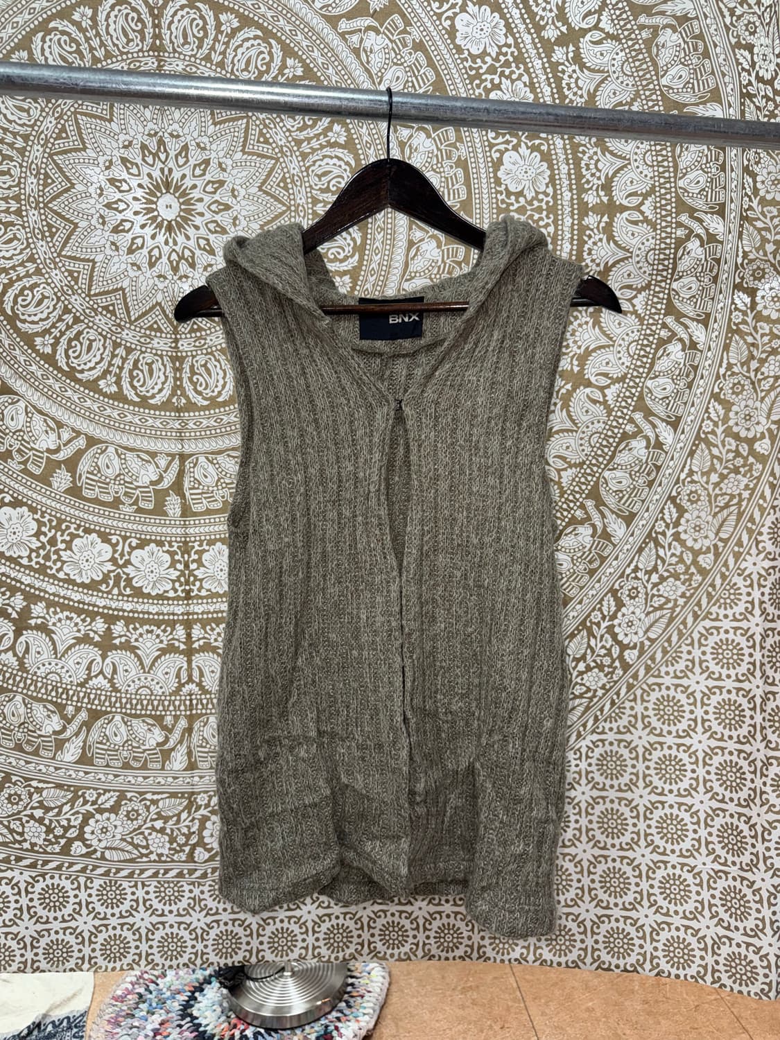 BNX 빈티지 여성 니트 후드 베스트 자켓  상품이미지3