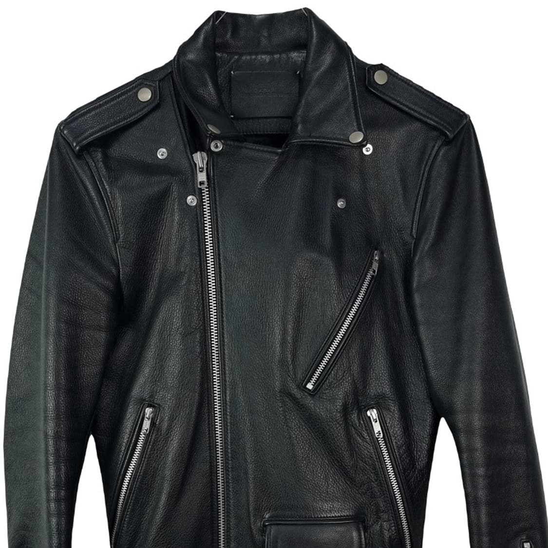 [비바스튜디오] 리얼 램스킨 사선 라이더 자켓 블랙 M17905 상품이미지4