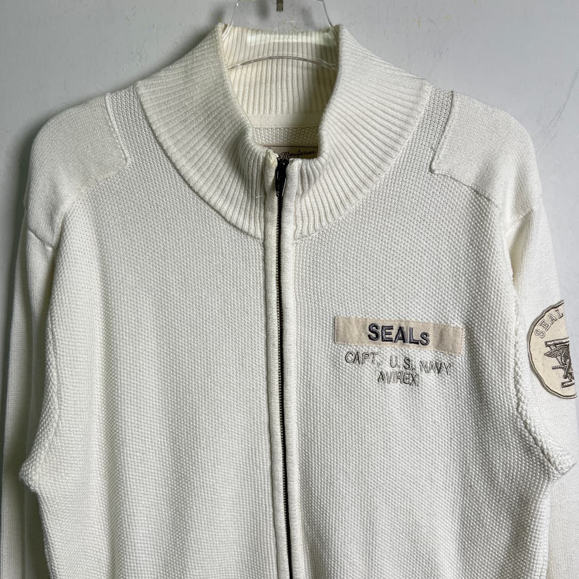 Avirex 아비렉스 코튼 니트 집업 자켓 XL 상품이미지4