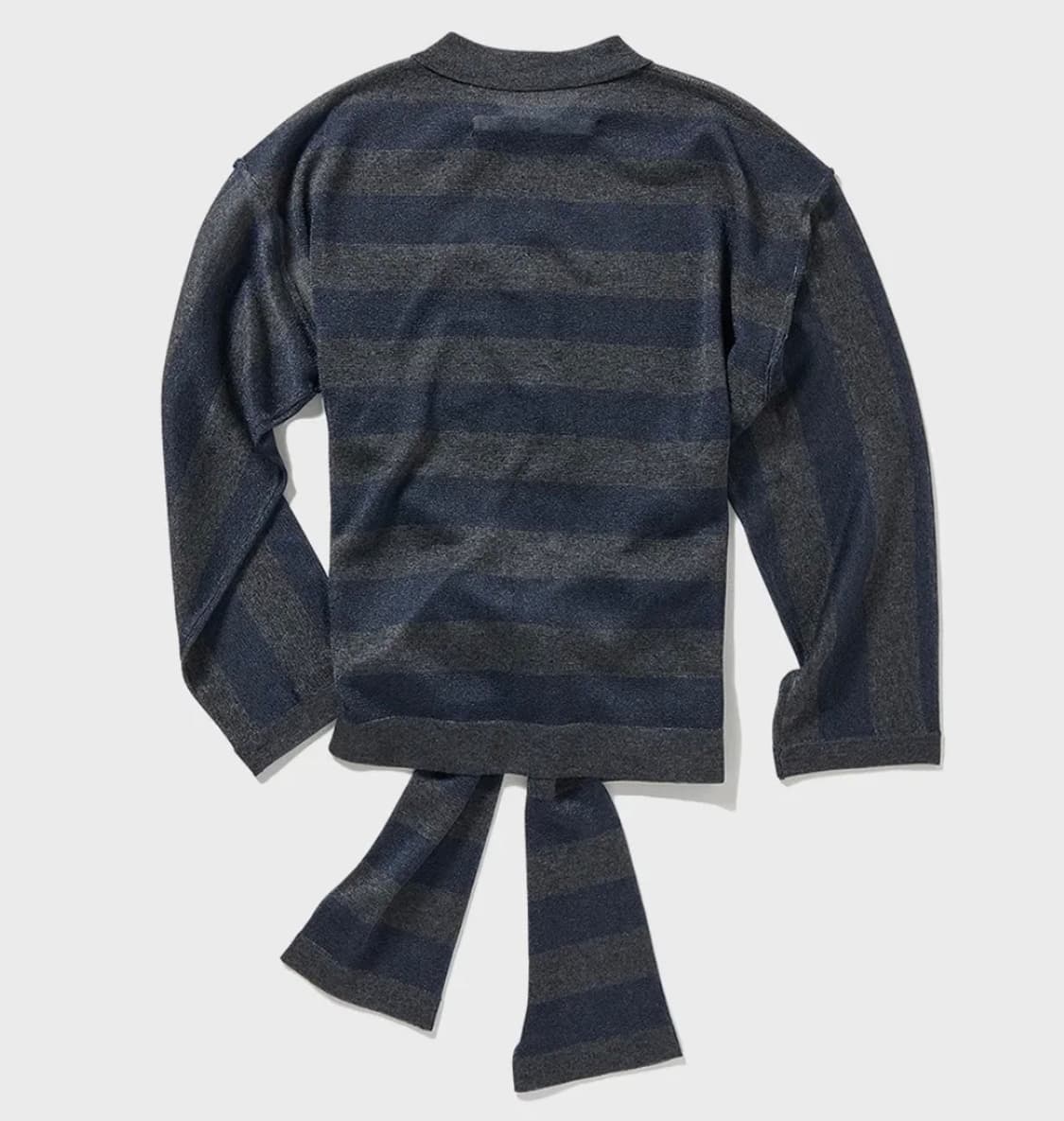 PERVERZE Sleeve Belt Knit Shirt navy 상품이미지3